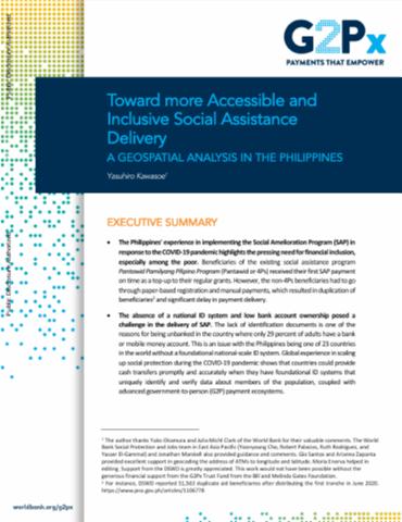 Toward More Accessible and Inclusive Social Assistance Delivery : A Geospatial Analysis in the Philippines